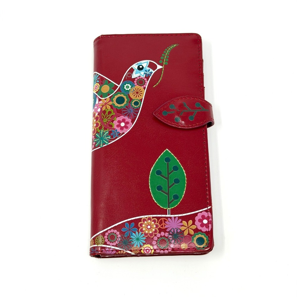 Shag Wear Canada Red Hummingbird Floral Large‎ Bifold Wallet Vegan Leather